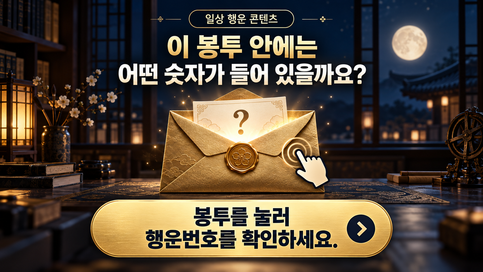 일상 행운 콘텐츠 · 이 봉투 안에는 어떤 숫자가 들어 있을까요? 봉투를 눌러 행운번호를 확인하세요.